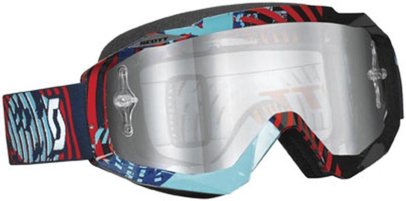 Scott hustle w/ silver chrome works lens adult goggles,vinyl blue/red,one size