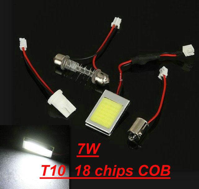 7w t10 18 chips cob led dome festoon lamp ba9s light panel interior adapter new