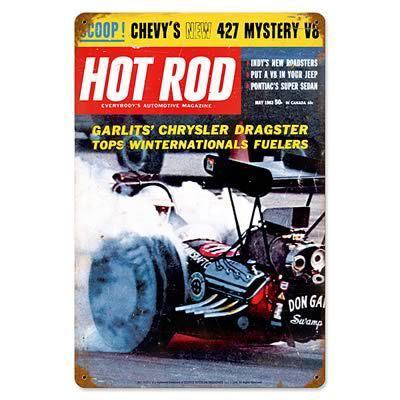 Ghh tin sign hot rod magazine rectangle 12" w 18" h each hrm022