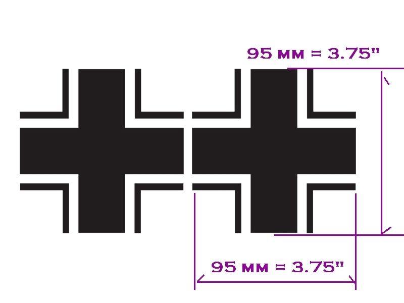 2 x german luftwaffe cross 3.75"x3.75" vinyl decal sticker any colour