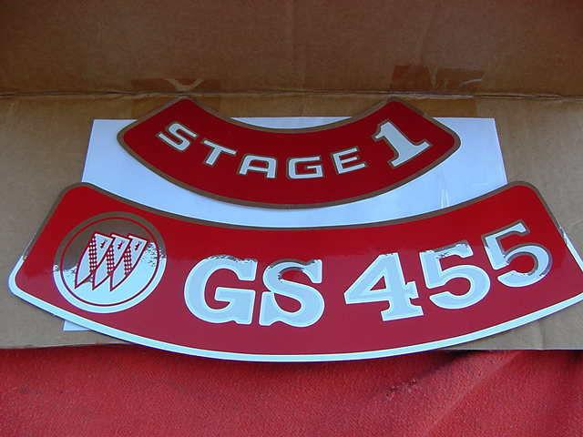  buick gs 455 & stage i air cleaner decal! nice reproduction
