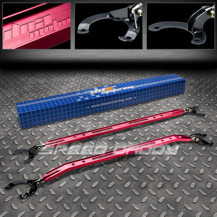 40mm aluminum front tower+rear upper strut bars/arm 01-05 honda civic em/es red