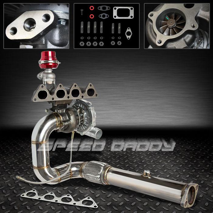 T04e 5pc turbo kit+cast manifold+downpipe 90-01 b16 b18-b21 civic si em1/integra