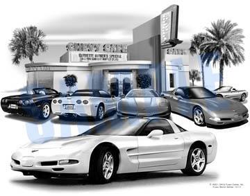 Corvette 1999 coupe c5 auto art car print   ** free usa shipping **