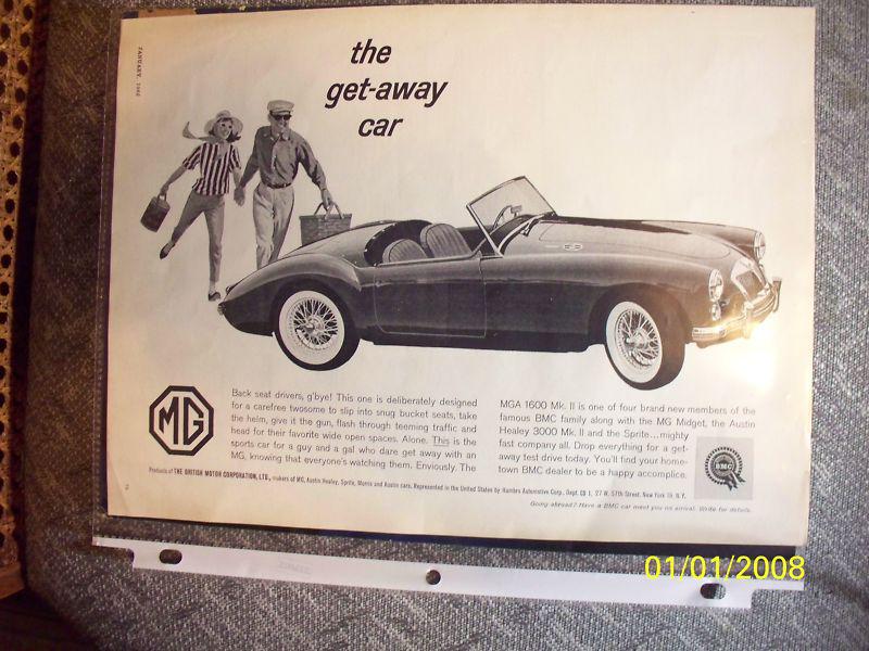 1962 mg 1600 mkll in rare,original 11x8.5 in rare ad! *a great gift idea framed!