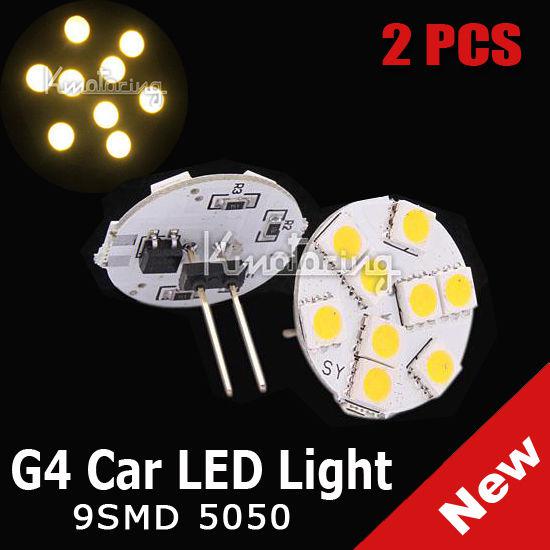 Two g4 5050 smd 9 led  warm white car interior reading marine boat bulb lamp