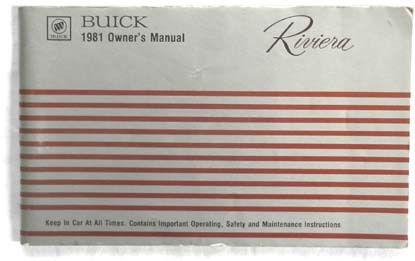 1981 buick riviera   owners manual original 