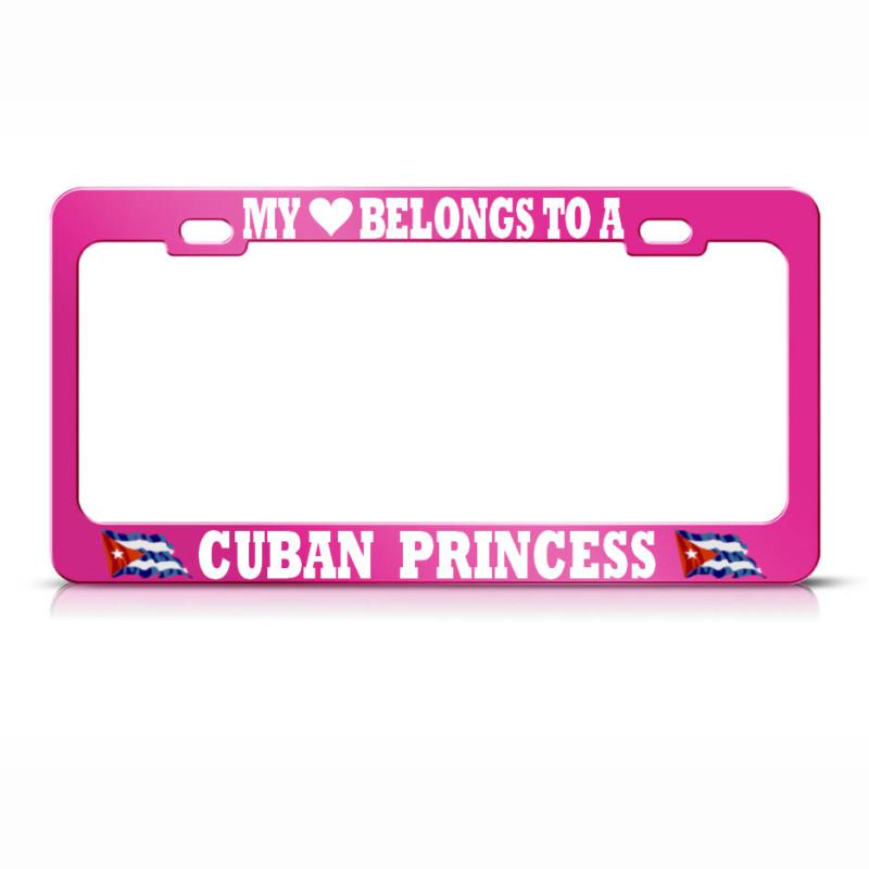 My heart belongs cuba princess license plate frame cuban flag pride suv auto tag