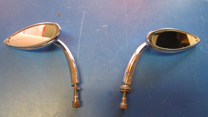 Chrome left & right mini mirrors  harley davidson & custom chopper applications