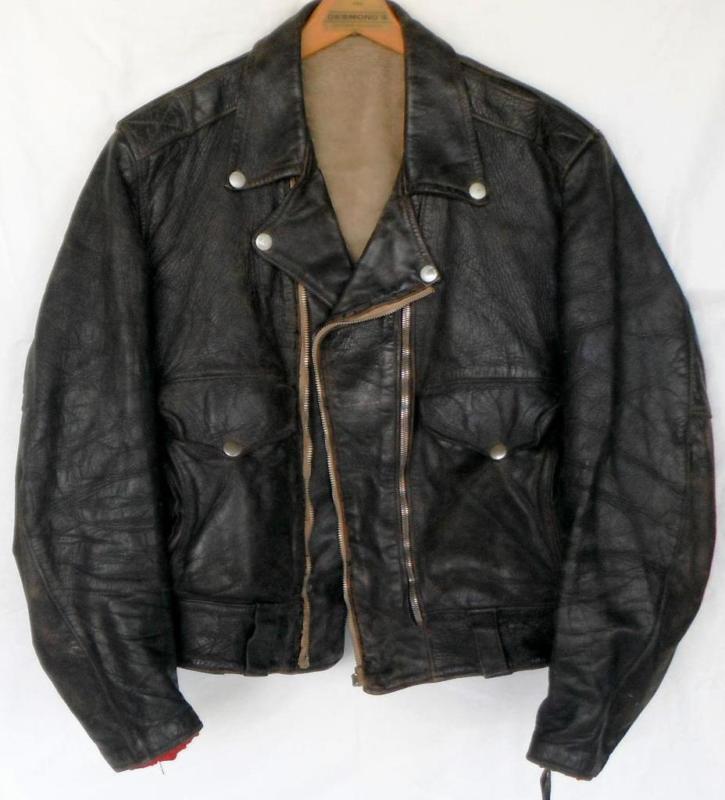 Sears fieldmaster 1950s leather motorcylcle biker thrashed jacket mens size 40 