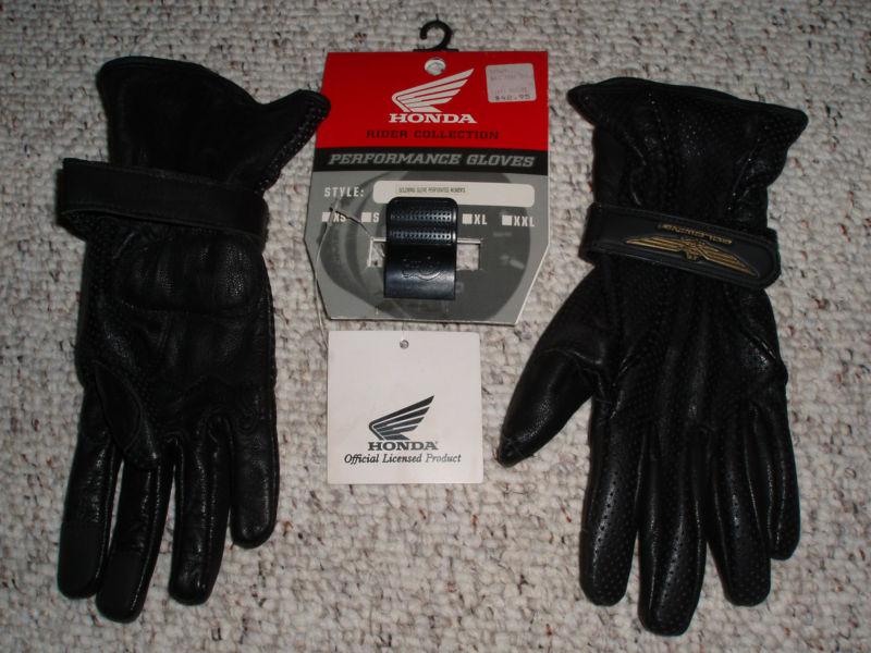 New women's honda goldwing perforated performance gloves, black leather, small