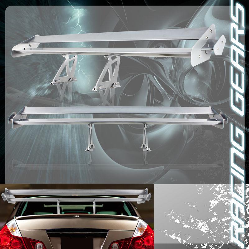 Universal 55" gt style silver aluminum rear extend double deck spoiler wing