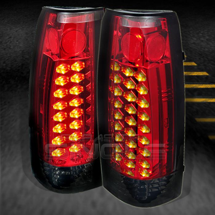 88-98 c10 c/k sierra pickup suburban tahoe yukon red smoked led tail lights