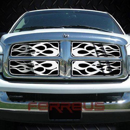 Dodge ram 03-05 bar-style horizontal flame polished stainless truck grill add-on