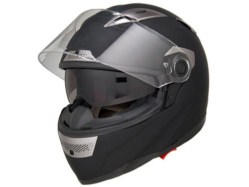 Dot approved motorcycle helmet full face flat matte black dual smoke visor - l