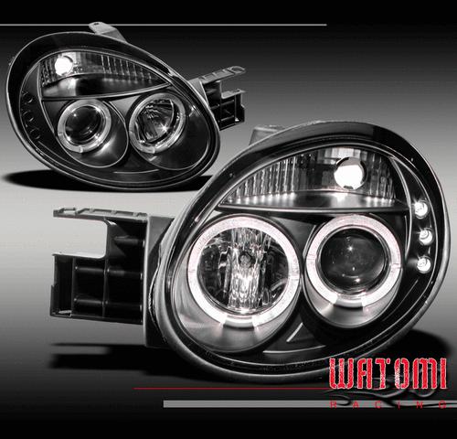 03 04 05 dodge neon 4dr dual halo led black projector headlight r/t se srt-4 sxt