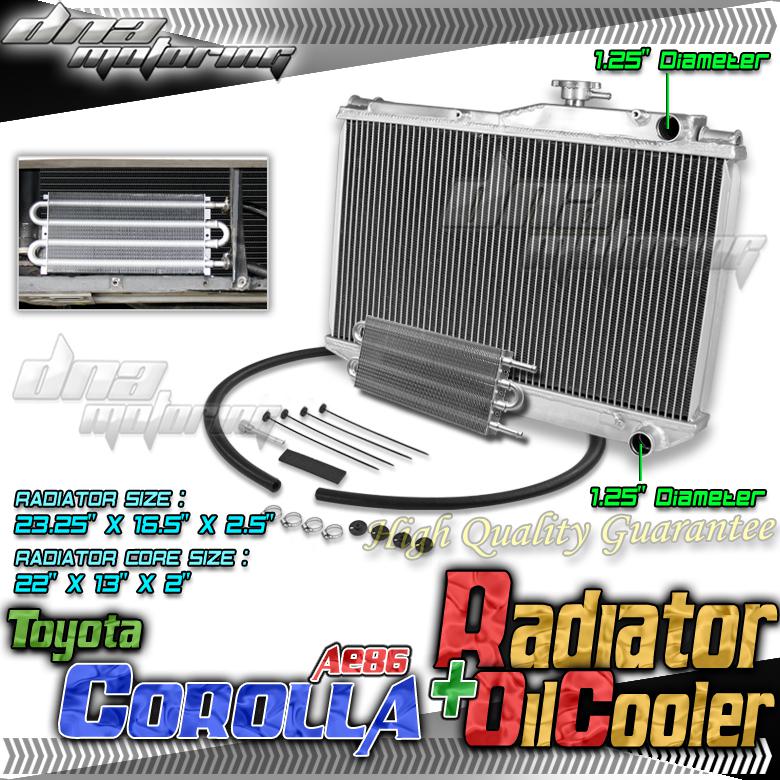 83-87 toyota corolla ae86 at 2-row full aluminum racing radiator+oil cooler jdm