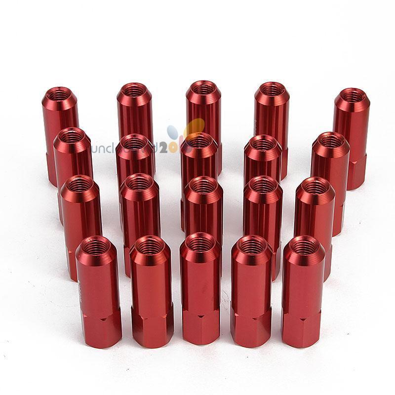 20pcs m12x1.5 60mm red aluminum extended tuner wheel lug nut for wheel rims