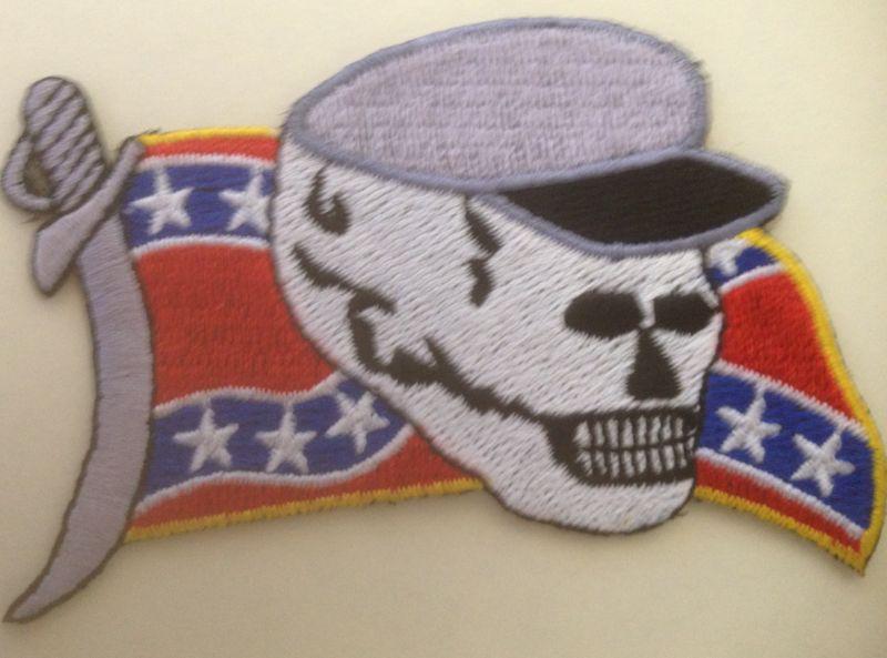 American harl style motorcyle biker patch confederate flag skull