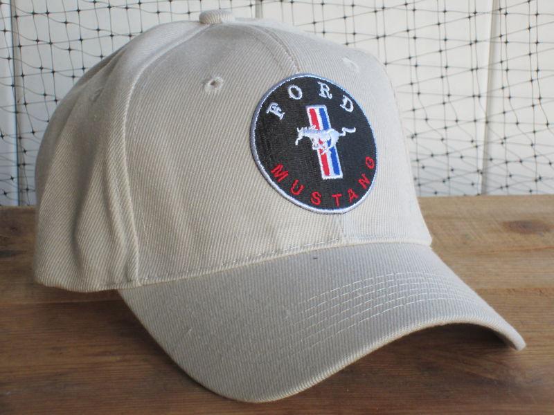 New nwt ford mustang logo tan baseball golf driving hat cap lid automobile car @