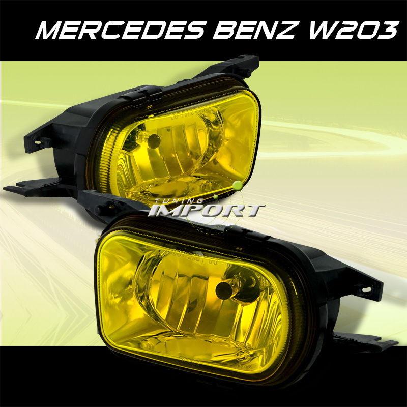 New euro style chrome housing yellow lens fog lights lamps lh+rh w203