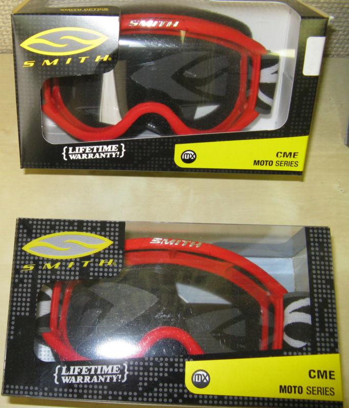 Gets 2 pairs  red  motocross atv goggles - smith cme - kids+teens / small face