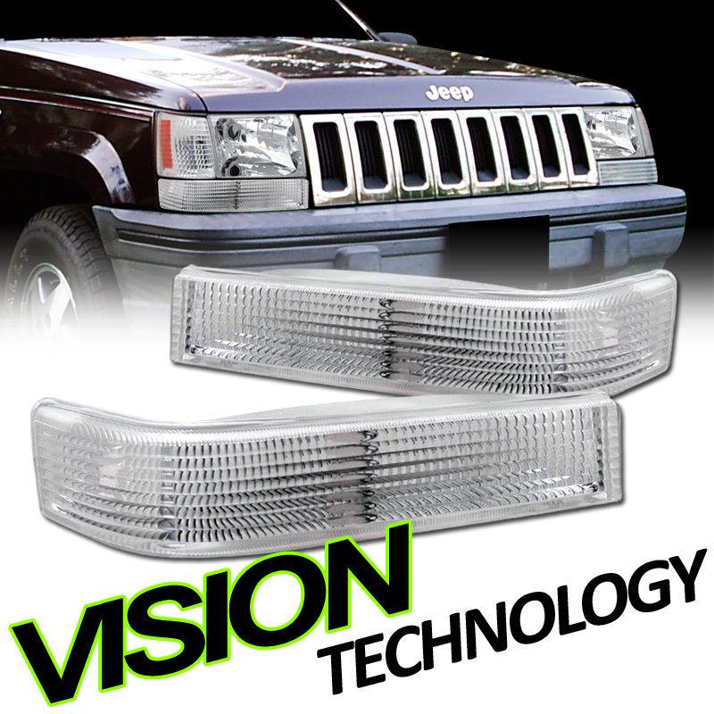 1993-1996 jeep grand cherokee suv chrome clear bumper turn signal lights lamps