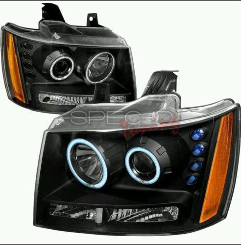 07-13 tahoe projector head lights with ccfl halo rings and leds 