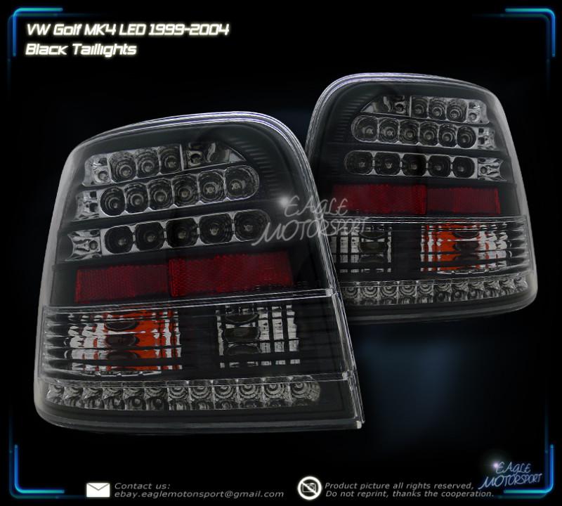 1999-2005 volkswagen golf black blk led tail lights left right rear lamps