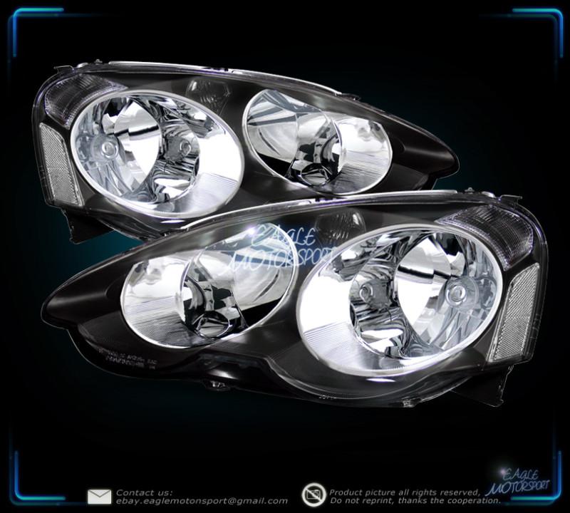 2002-2004 acura rsx dc5 jdm type r blk clear crystal headlights assembly pair