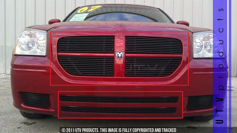 2005 2006 2007 dodge magnum billet grille upper & bumper black overlay custom