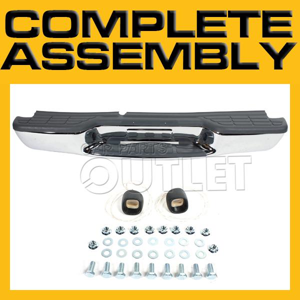 1998-2004 sonoma rear chrome bumper face bar fleetside gray pad+lic lamp s10 p/u