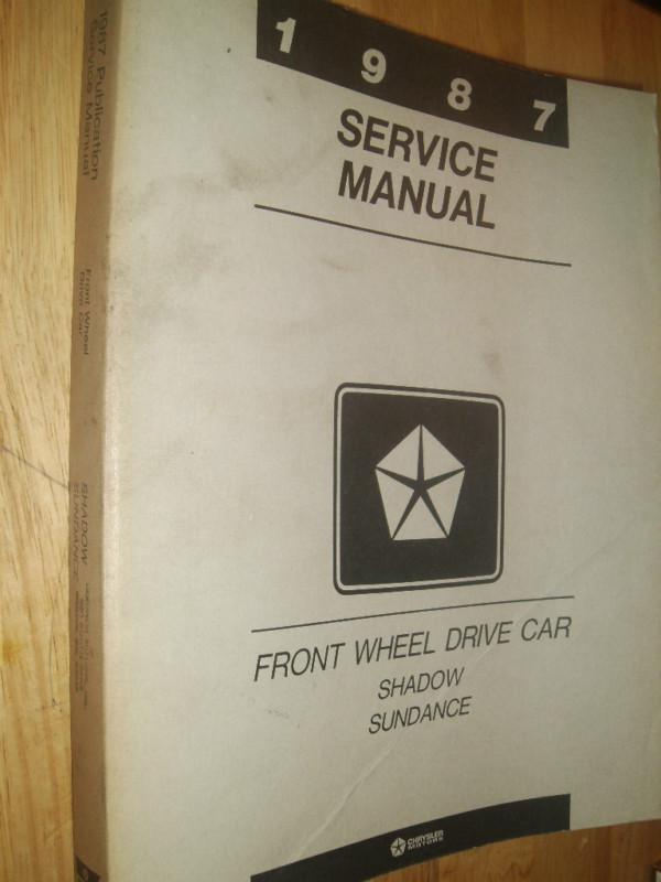 1987 dodge shadow / plymouth sundance  / shop manual / shop book / original