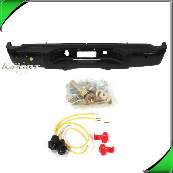 07 08-11 silverado sierra 2500 3500 w/ sensor black rear step bumper bar w/ pad