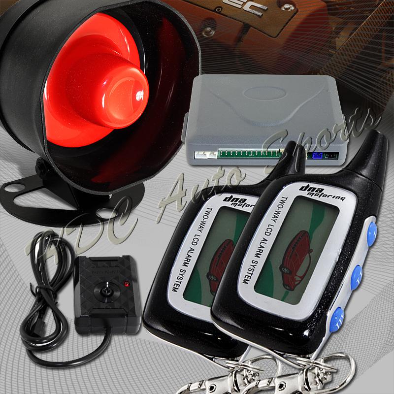 2 way anti car theft alarm systel remote engine start w/ lcd black controller