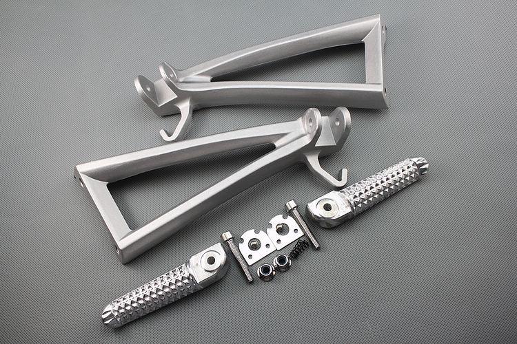 Silver rear passenger foot peg footrest&bracket for yamaha yzf r6 2006-2011