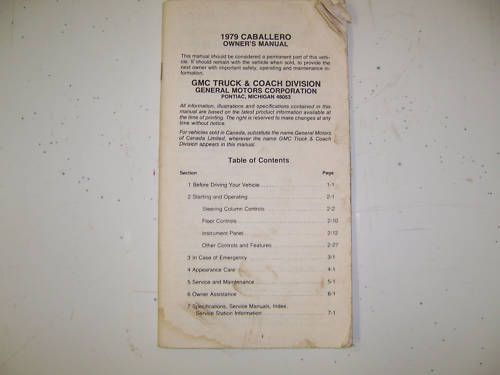 Owners manual 1979 caballero  dq u71lit37