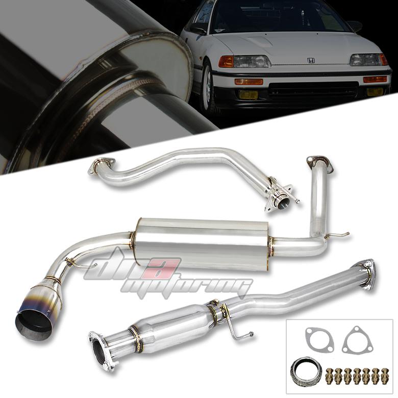 88-91 honda crx cr-x 3dr 4.5" burnt tip catback exhaust system cat back muffler