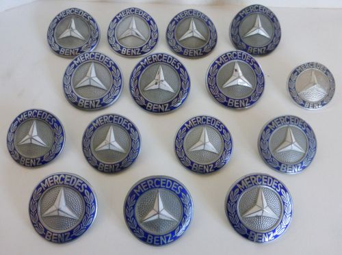 Lot of 15 rare vintage mercedes benz enamel grille hood emblem/emblems ornament