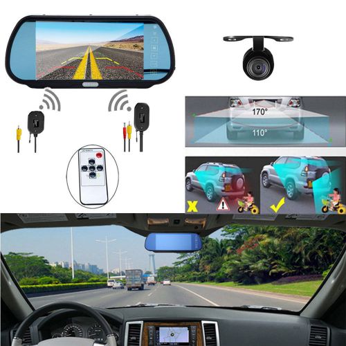 7&#034; car tft lcd monitor mirror &amp; wireless reverse car rear view &amp; backup camera