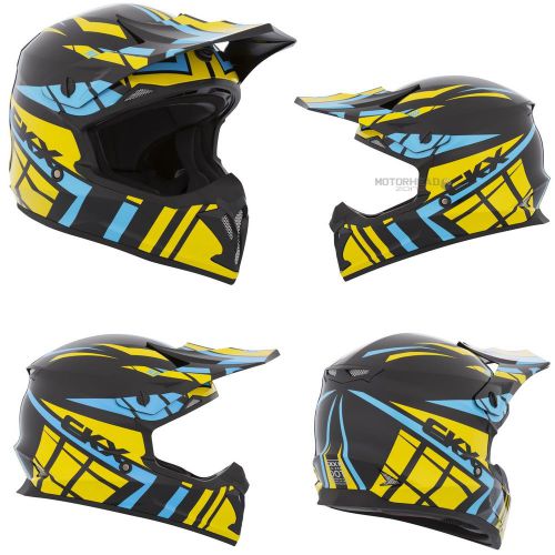 Mx helmet ckx tx-696 rival yellow/blue large off road motocross dirt bike