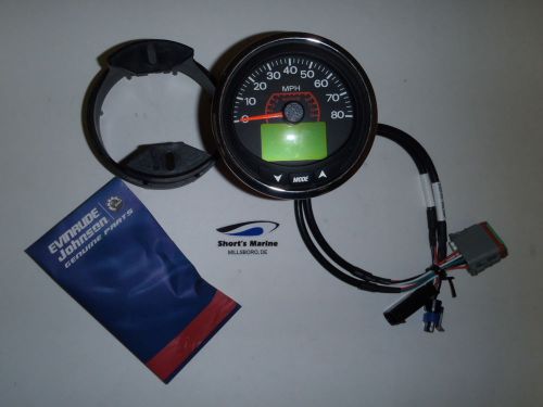 Oem evinrude johnson 3&#034;  icon pro lcd 80 mph speedometer kit, chrome 766168