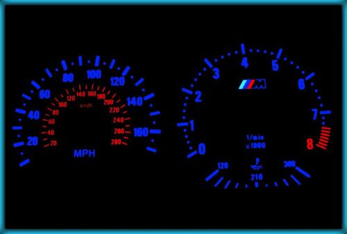 G117 bmw e36 m3 91-99 uk 160mph white/blue el plasma glow gauges cluster dials