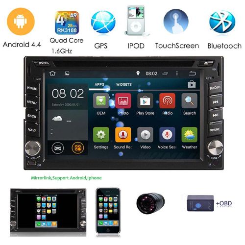 Quad-core android 4.4 double 2 din 6.2&#034; car dvd player stereo gps radio+cam+obd