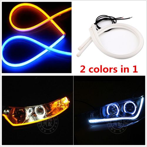 Amber+blue 2x 60cm switchback headlight led strip drl daytime light soft tube