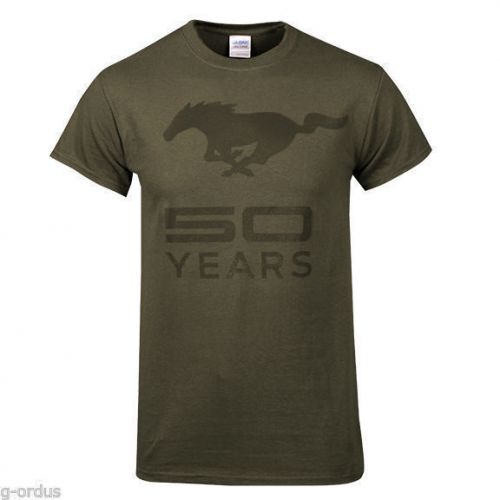 New ford mustang 50th anniversary tee shirt in olive green and size large or xl!