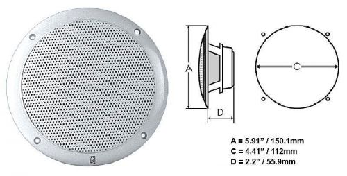 Poly-planar #ma4055w - integral grill marine speaker - 2-way coax - 5in pair wht