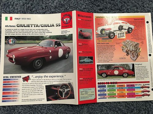 ★★ alfa romeo giulietta giulia ss -  collector brochure specs 1959 - 1965 ★★