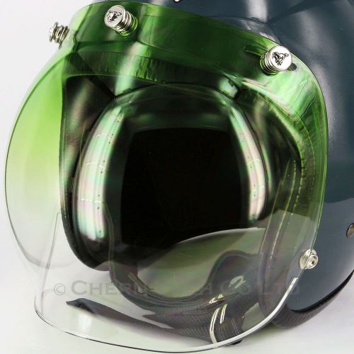 Running horse snaps bubble shield uv gradient green visor 3/4 helmet face mask