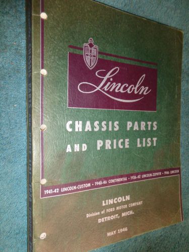 1936-1946 lincoln chassis parts catalog / original parts book!! 37 38 39 40+